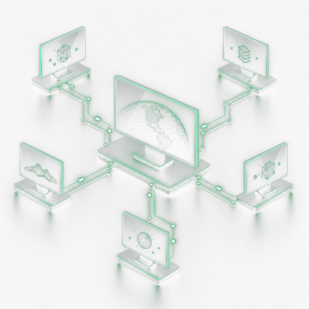 Ilustración: desde ReachPC, sus equipos conectados por luz verde